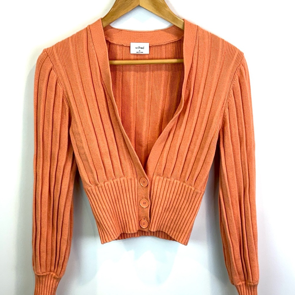 Aritzia Wilfred plunge front cardigan merino wool/cotton blend size M